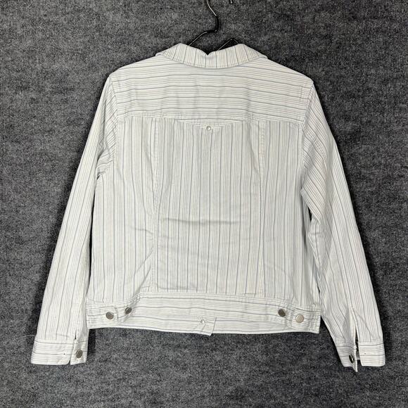 Liverpool Los Angeles Classic Jean Jacket Womens Large Blue Dotted Stripe Denim - Picture 4 of 10